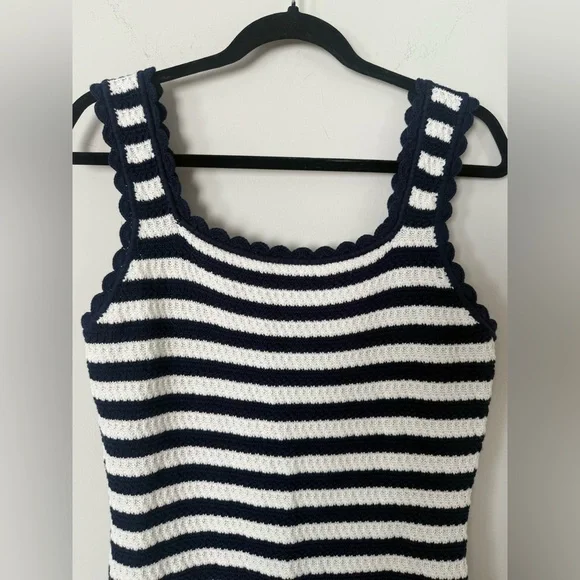 NWT Rails Lily Navy & White 100% Cotton Crochet Knit Stripe Euro-Summer Dress - Picture 4 of 12